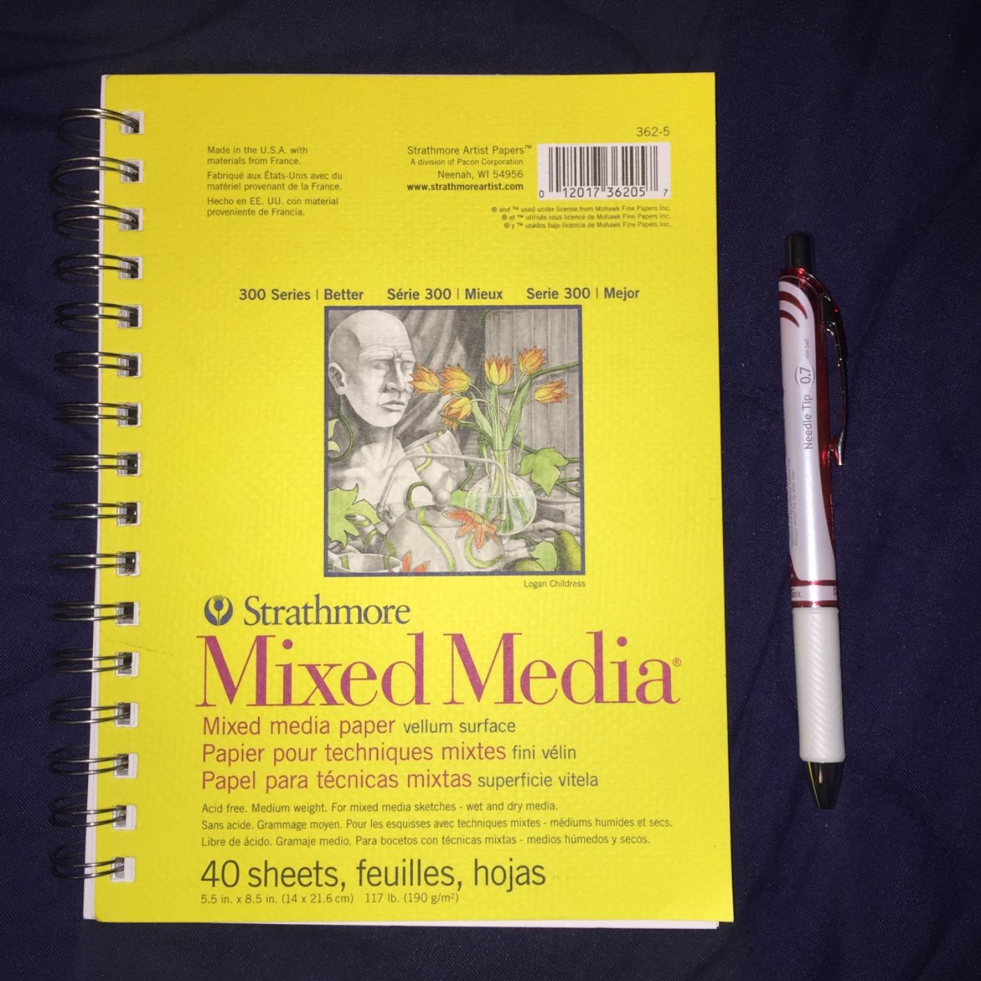 Strathmore 300 Series Mixed Media Paper Pad, Side Wire Bound, 5.5x8.5 inches, 40 Sheets (117lb/190g) - Artist Paper for Adults and Students - Watercolor, Gouache, Graphite, Ink, Pencil, Marker customer photo 2