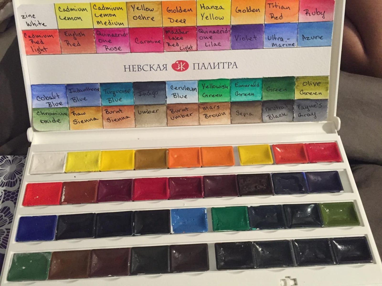 White Nights Professional Watercolor Set 36 Full Pans of Extra Fine Artist Grade Pigments, Vibrant Lightfast Colors in Durable Plastic Box by Nevskaya Palitra customer photo 1