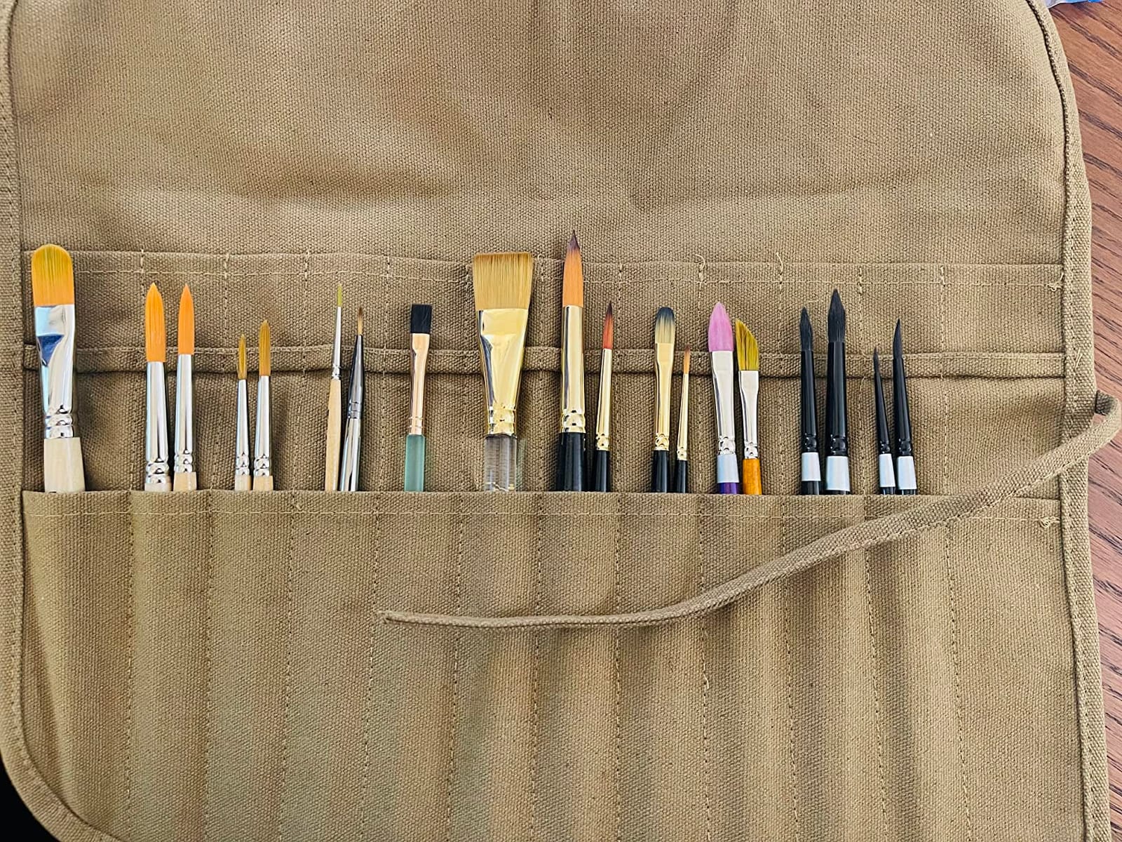 U.S. Art Supply Deluxe Canvas Art Paint Brush Holder & Storage Organizer customer photo 1