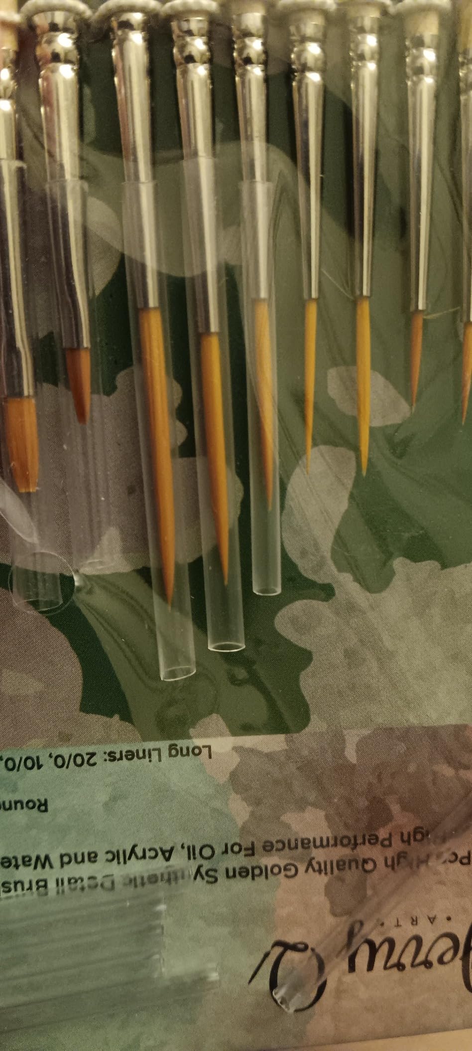 Jerry Q Art 12 Pcs Detail Paint Brushes, Golden Synthetic Hair, High Performance for Oil, Acrylic and Watercolor JQ-503 customer photo 2