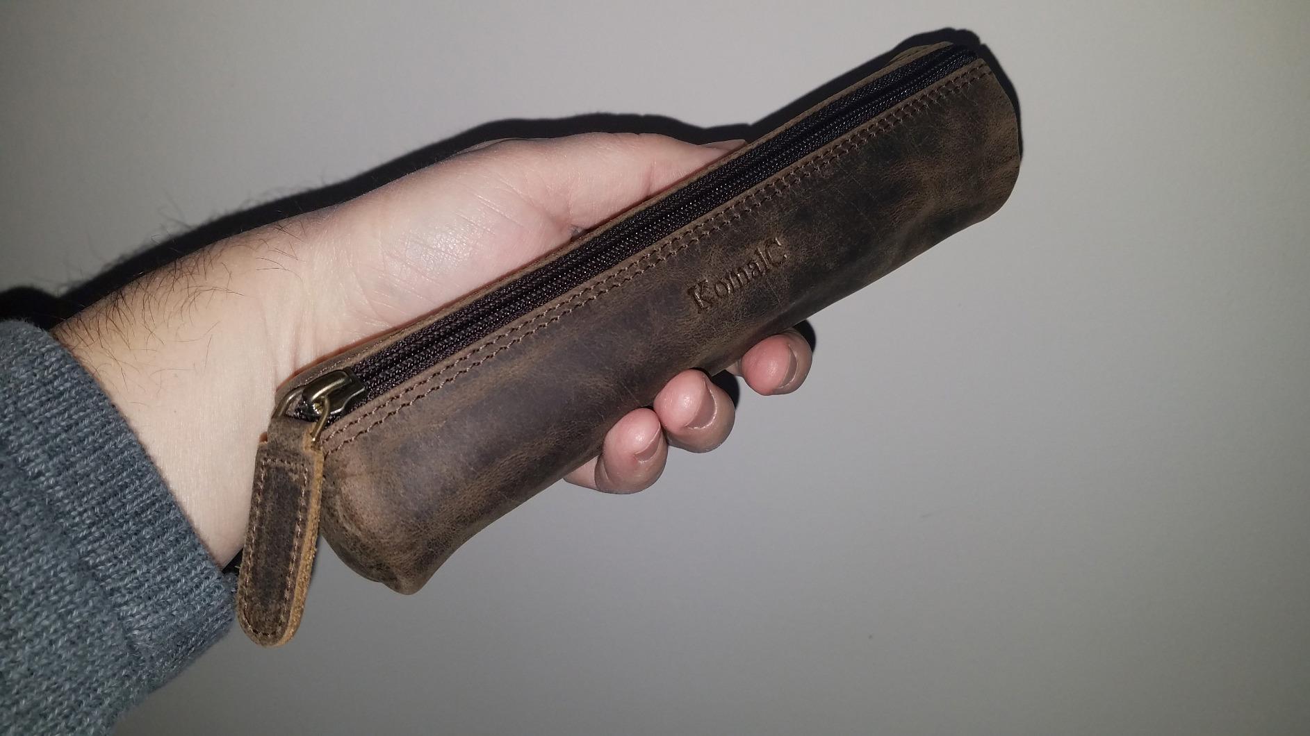 Leather Pencil Case Handcrafted Pen pouch Elegant and practical gift for artists perfect for office by KomalC customer photo 1