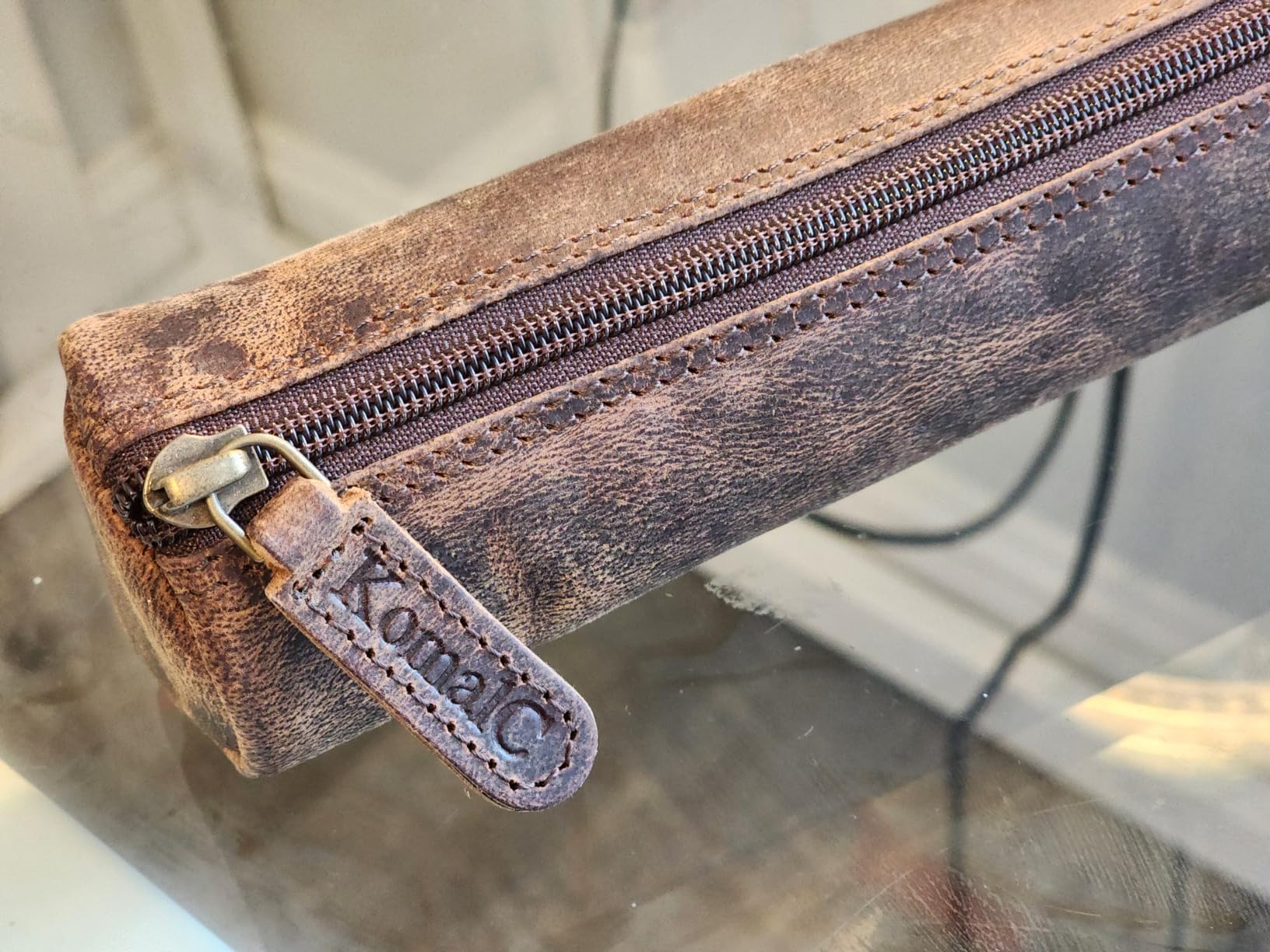 Leather Pencil Case Handcrafted Pen pouch Elegant and practical gift for artists perfect for office by KomalC customer photo 2