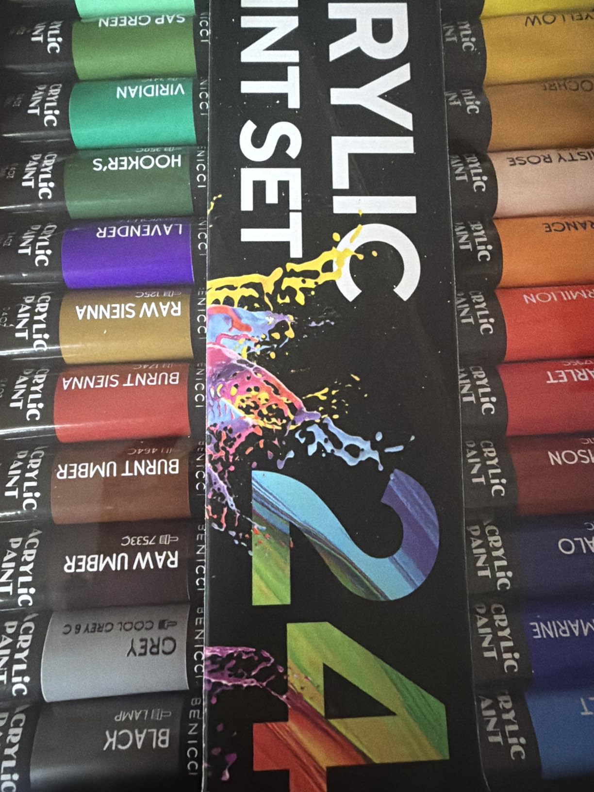 Complete Acrylic Paint Set – 24х Rich Pigment Colors – 12x Art Brushes with Bonus Paint Art Knife & Sponge – for Painting Canvas, Clay, Ceramic & Crafts, Non-Toxic & Quick Dry – for Kids & Adults customer photo 2