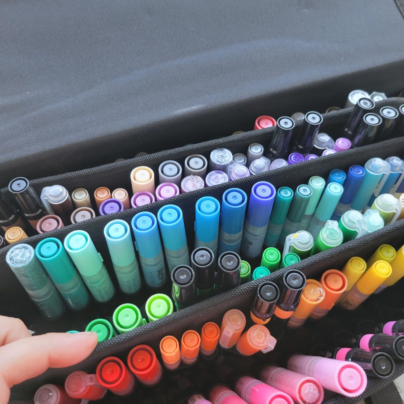 BTSKY New 120 Slots Marker Case Lipstick Organizer-Canvas Markers Holder for for Primascolor Markers and Sketch Markers (Black) customer photo 1