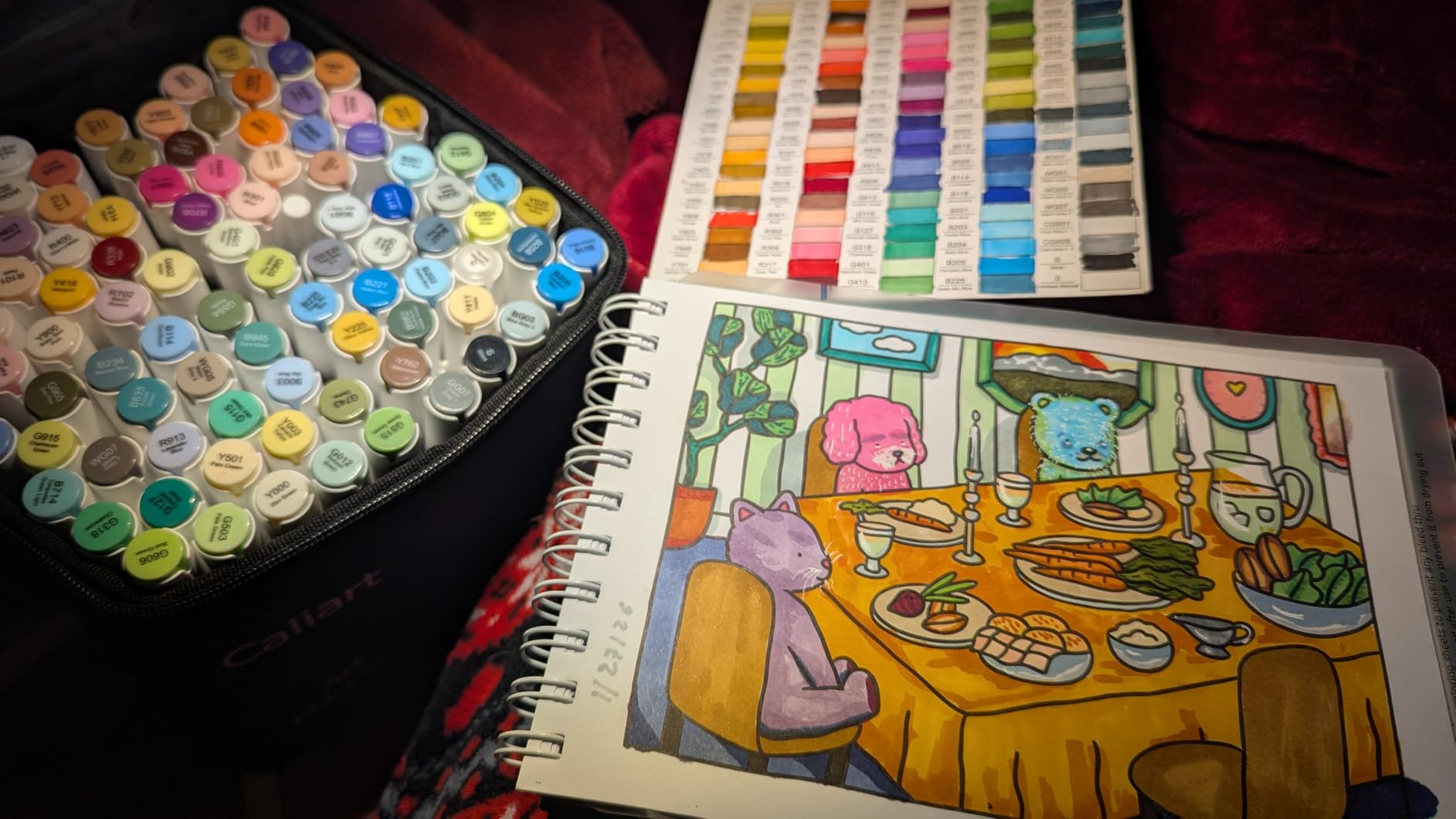 Caliart Alcohol Markers 100 Colors Dual Tip Fine & Chisel Art Markers Pens customer photo 1