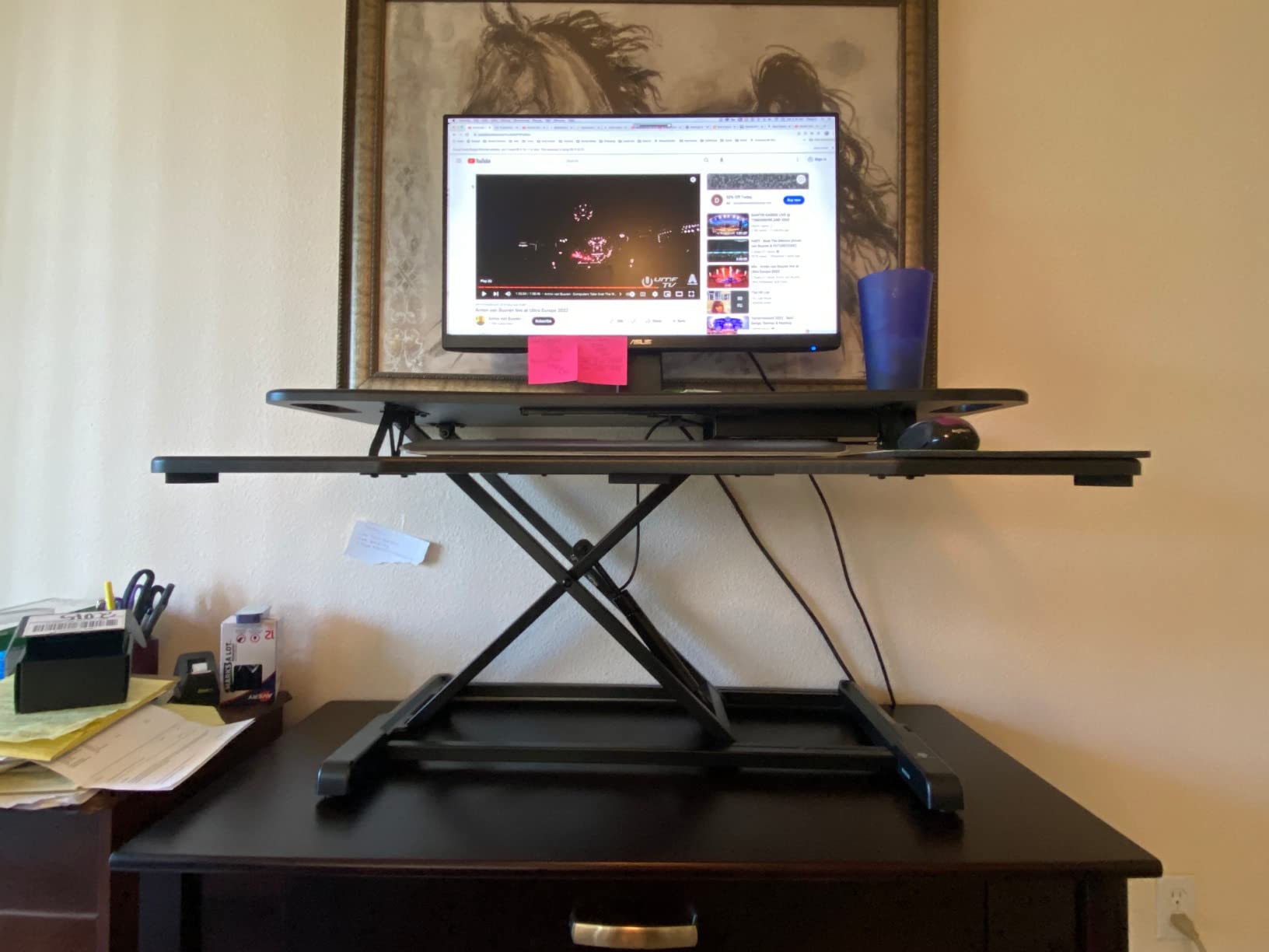 TechOrbits OF-S06-2 Desk Converter-37-inch Height Adjustable, MDF Wood, Sit-to-Stand Rise-X Pro Black, 36