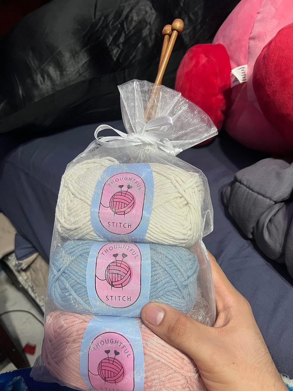 Thoughtful Stitch Knitting Kit for Beginners Adults & Kid Friendly- Complete Knitting Kit - Learn to Knit Yarn Set with Tutorial Book for Adult Hobbies - 100% Cotton Wool & Bamboo Knitting Needle customer photo 2