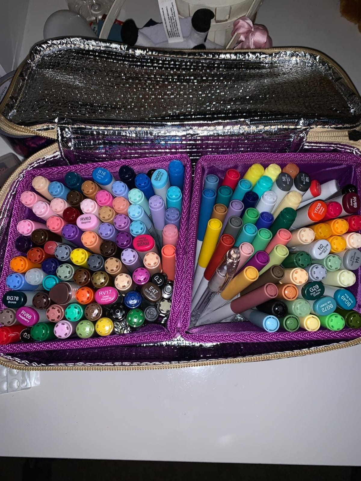 New Marker Pen Case Holder for 120 Markers Organizer Multifunctional Zipper Storage Carrying Bag with Pattern Khaki customer photo 1