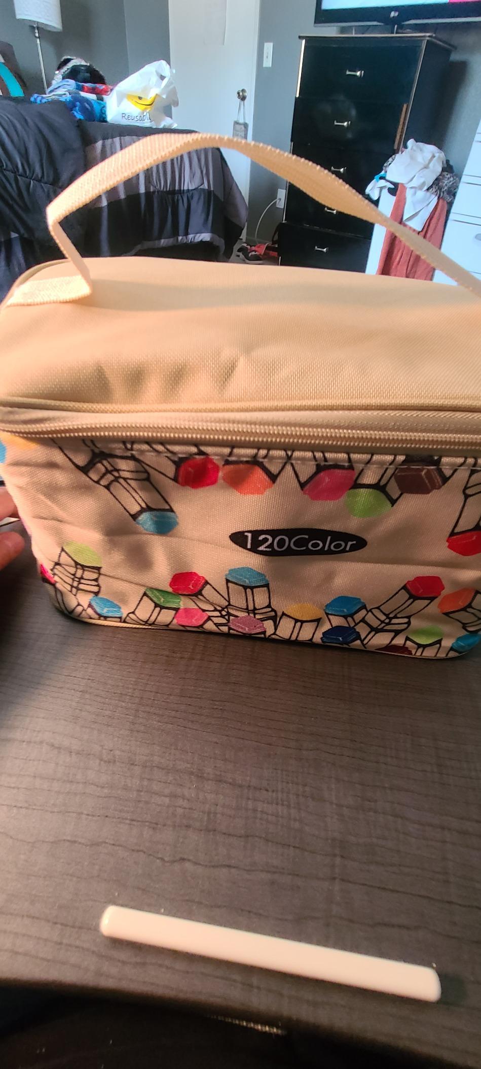 New Marker Pen Case Holder for 120 Markers Organizer Multifunctional Zipper Storage Carrying Bag with Pattern Khaki customer photo 2