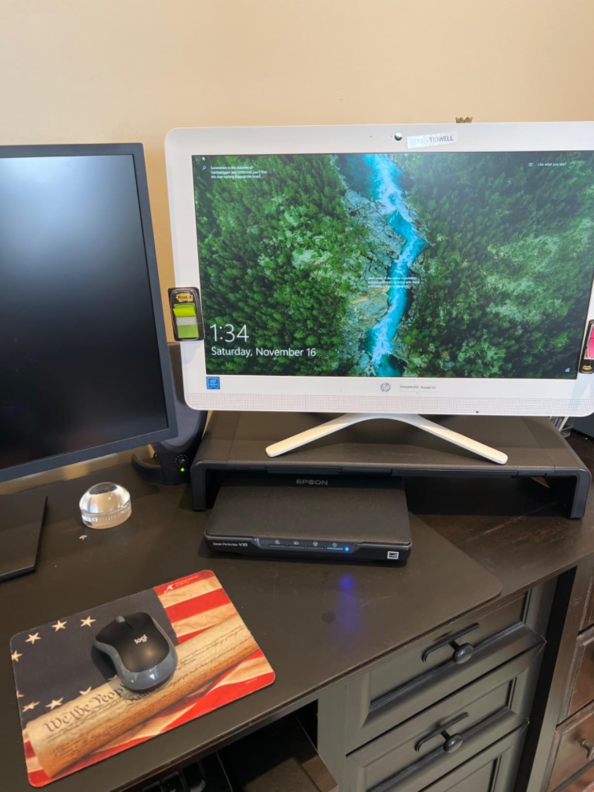 Klearlook Computer Monitor Stand for Desk, Adjustable Foldable Monitor Riser with Storage Drawer & Tablet Phone Holder for Office, Home, Laptop, Desktop (Black) customer photo 2