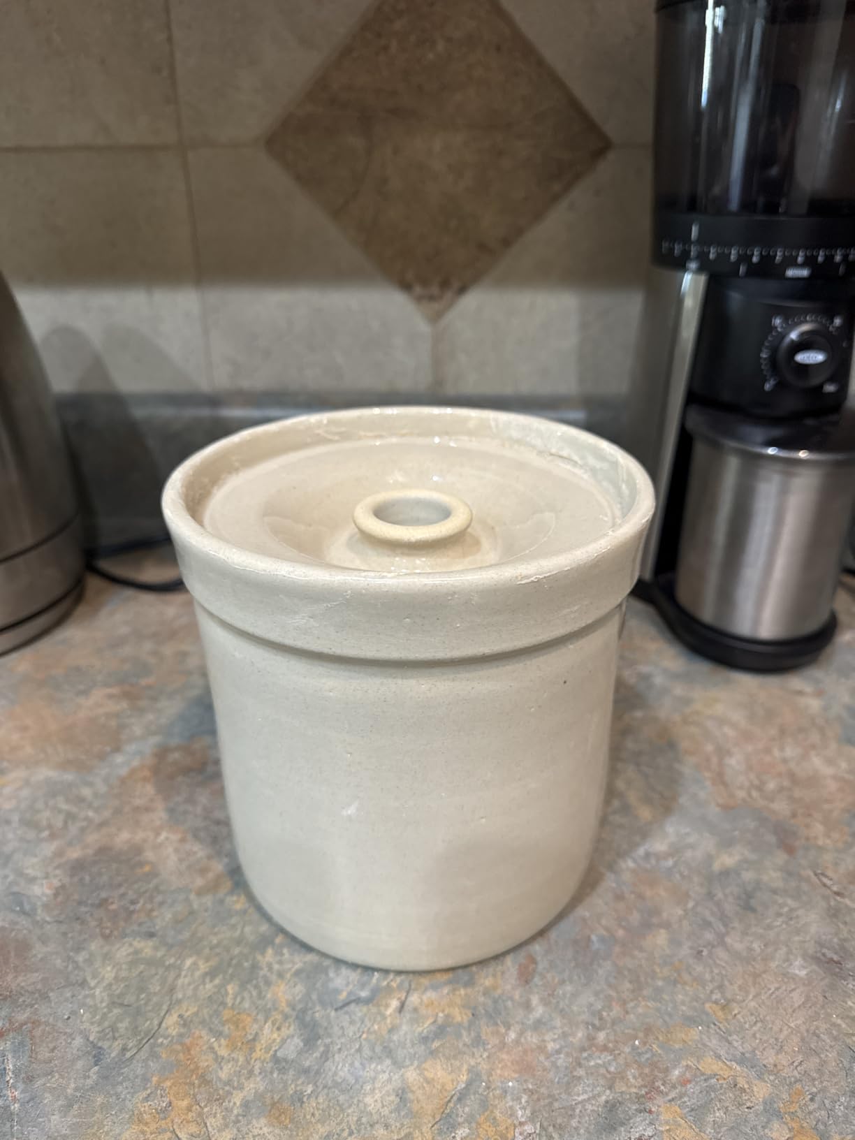 Humble House Sourdough Bread Starter Kit 1/2 Gallon Sauerkrock Open Ceramic Crock with lid 2 Liter Large Capacity 64 Ounce Jar for the perfect sour dough bread - baking supplies Made in America customer photo 1