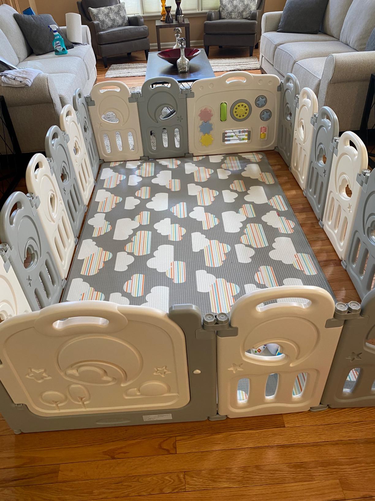Fortella Cloud Castle Large 14-Panel Baby Playpen for Toddlers, Multicolor customer photo 2
