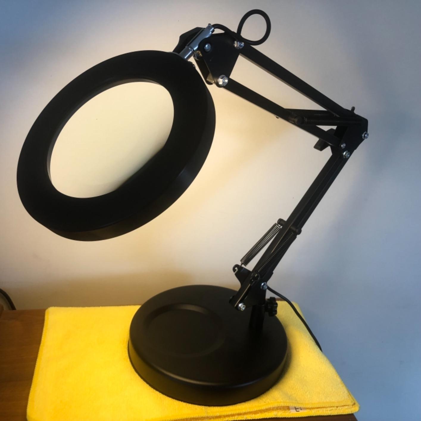 KIRKAS Magnifying Glass with Light and Stand, 12X 9.06in Clamp & Base customer photo 1