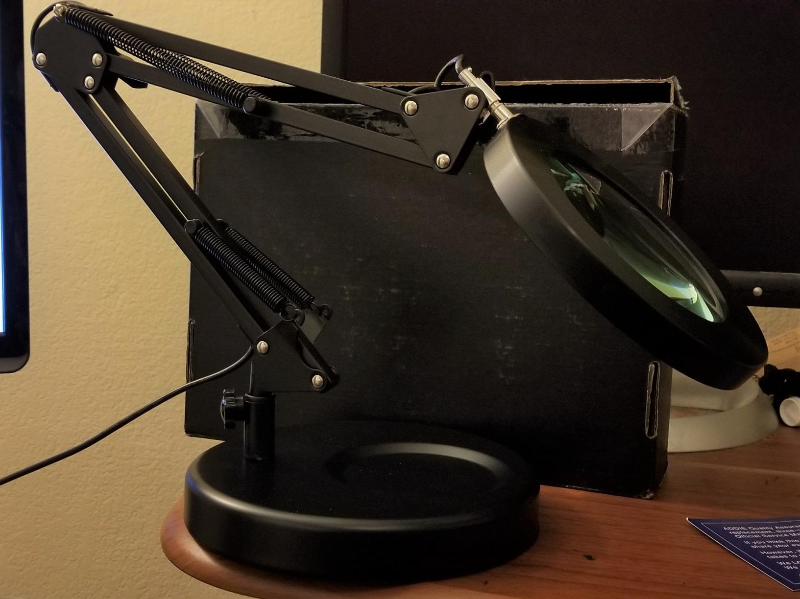 KIRKAS Magnifying Glass with Light and Stand, 12X 9.06in Clamp & Base customer photo 2