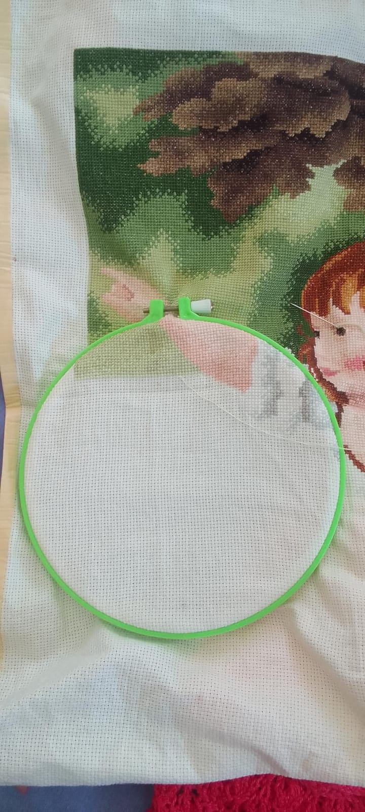 Caydo 6 Pieces Embroidery Hoops and 15 Needles, Plastic Circle Cross Stitch Hoop Ring Embroidery Circle Set, 3.4 inch to 10.4 inch (Multicolor) customer photo 1