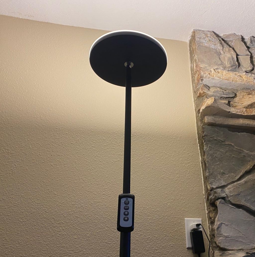 JOOFO LED Torchiere Floor Lamp with Remote, Stepless Dimmable Black customer photo 2