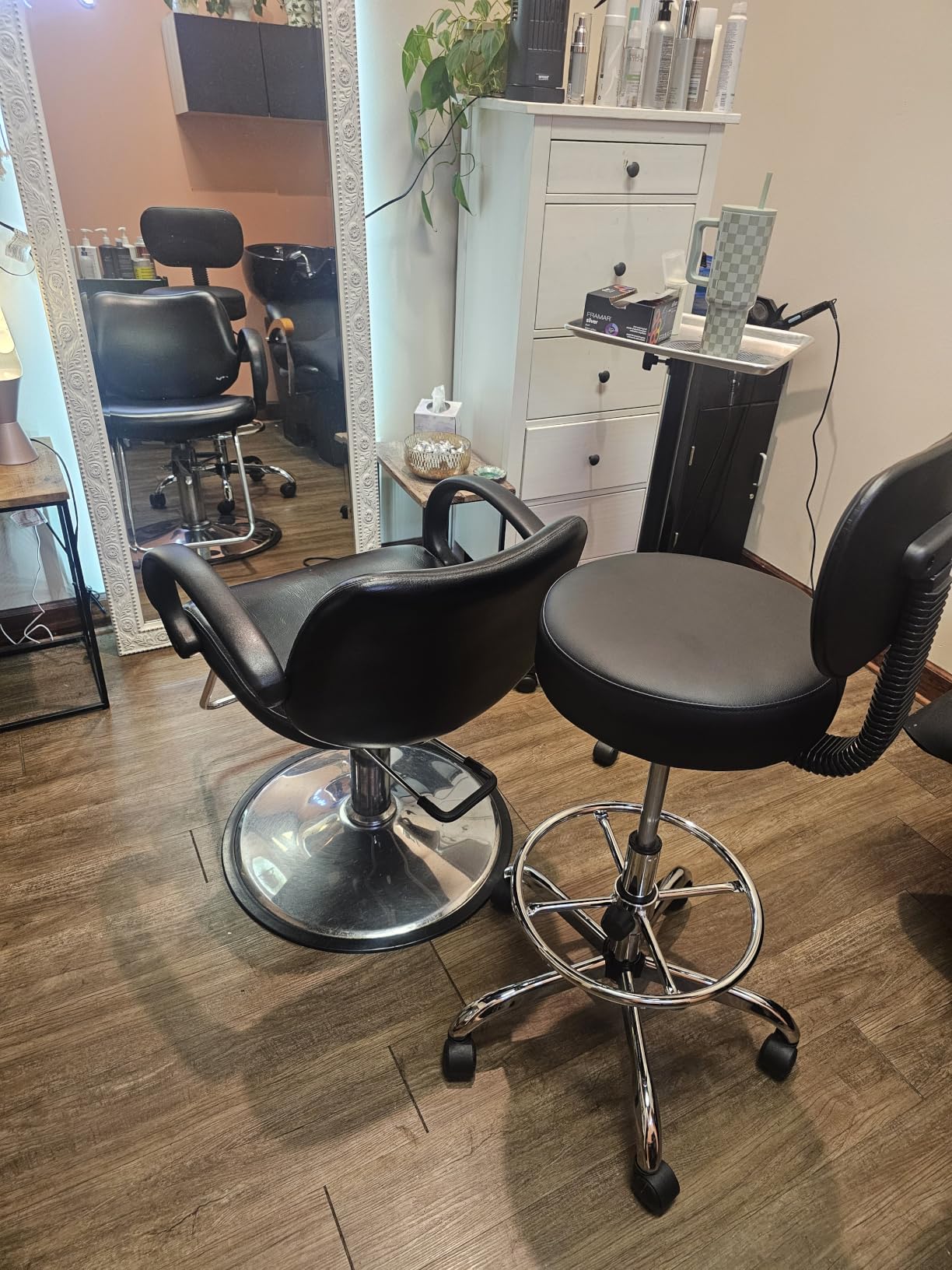 SUPERJARE Drafting Chair with Backrest, Adjustable Foot Rest Rolling Stool customer photo 2