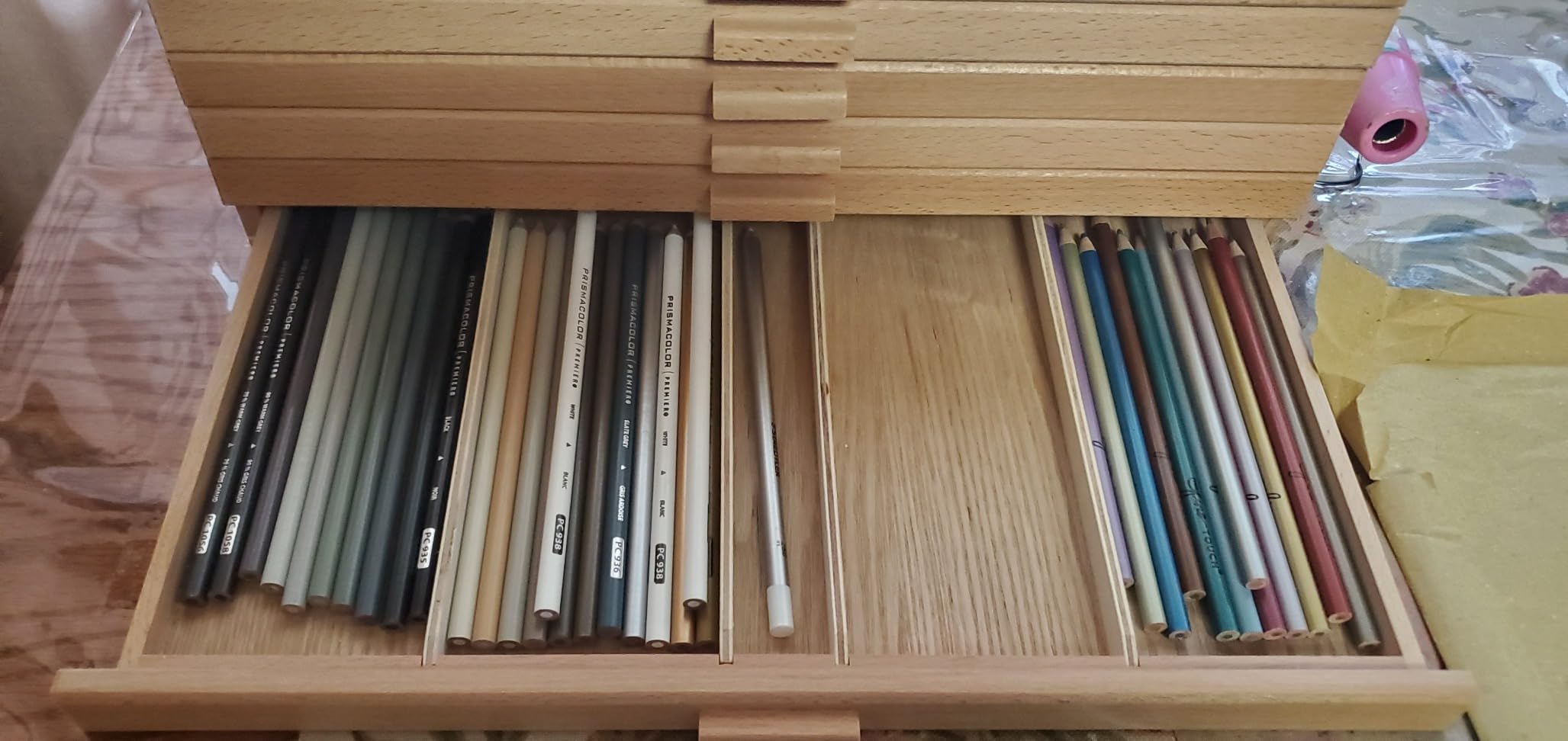 7 Elements 6 Drawer Wooden Artist Storage Supply Box for Pastels, Pencils, Pens, Markers, Brushes and Tools customer photo 2