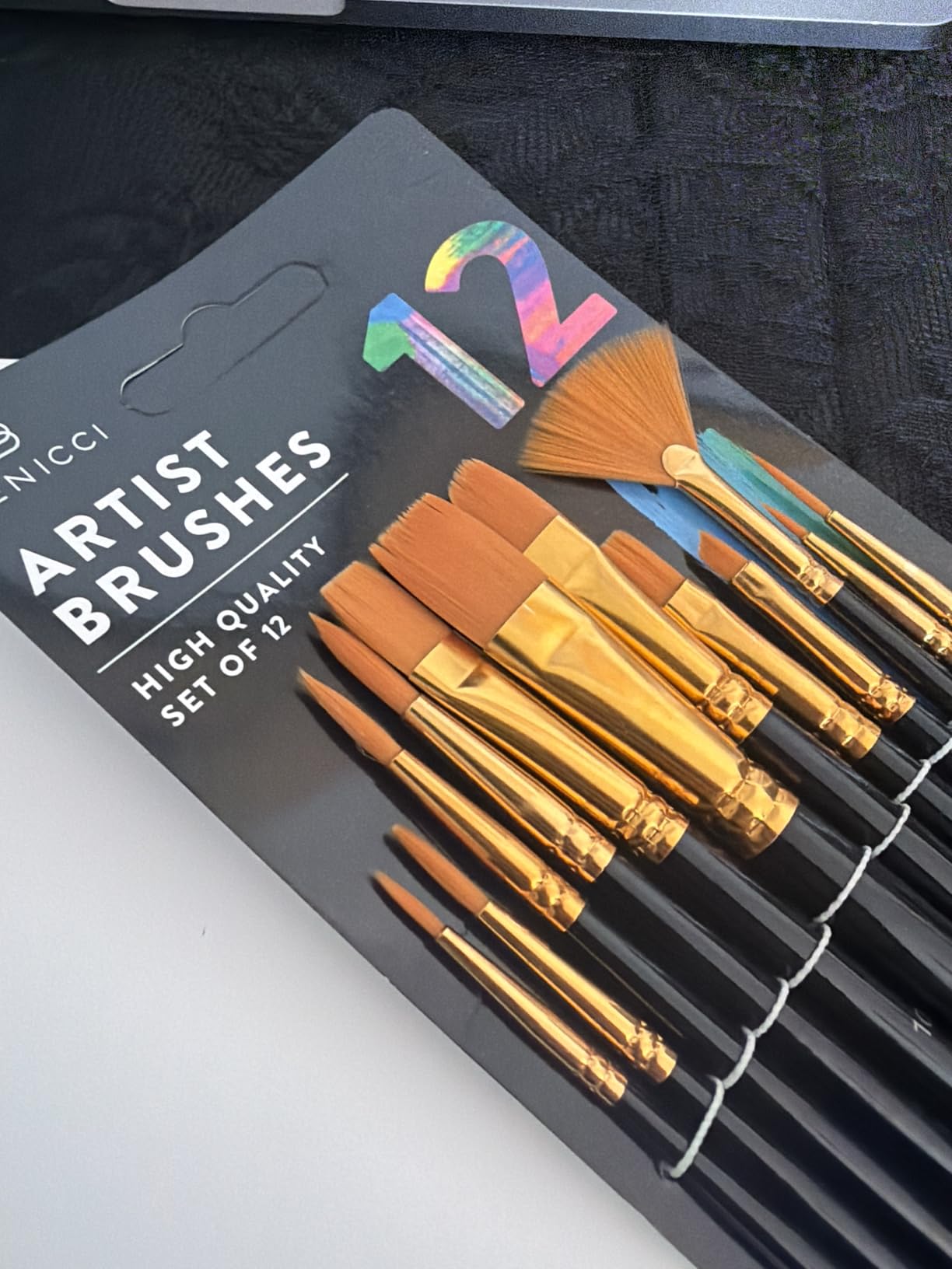 Professional Artist Paint Brush Set of 12 - Painting Brushes Kit for Kids, Adults Fabulous for Canvas, Watercolor & Fabric - for Beginners and Professionals - Great for Water, Oil or Acrylic Painting customer photo 1