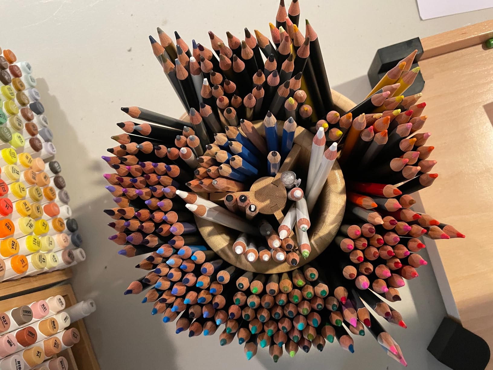 Utoplike Bamboo Rotating Art Supply Desk Organizer, Pencil Holder Desktop customer photo 1