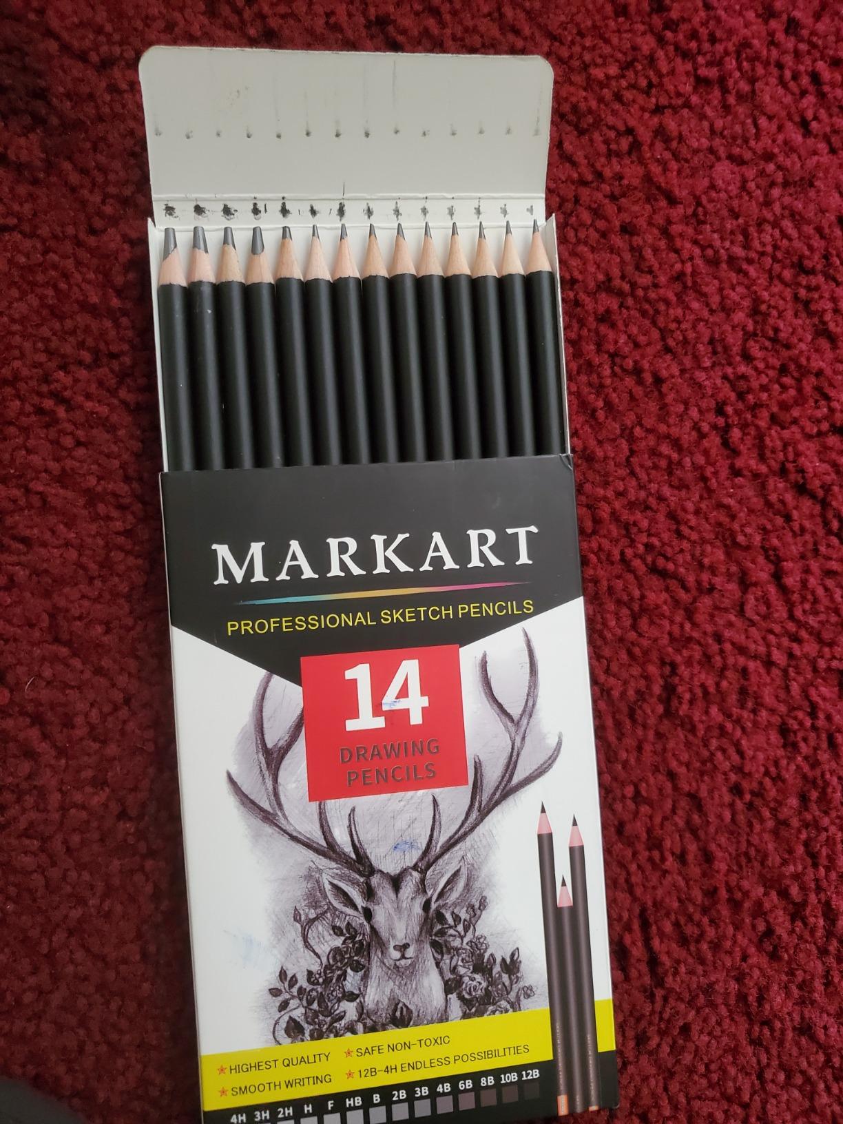 MARKART Drawing Sketching Pencils Set, 14 Pieces, Graphite Pencil(12B - 4H) customer photo 2