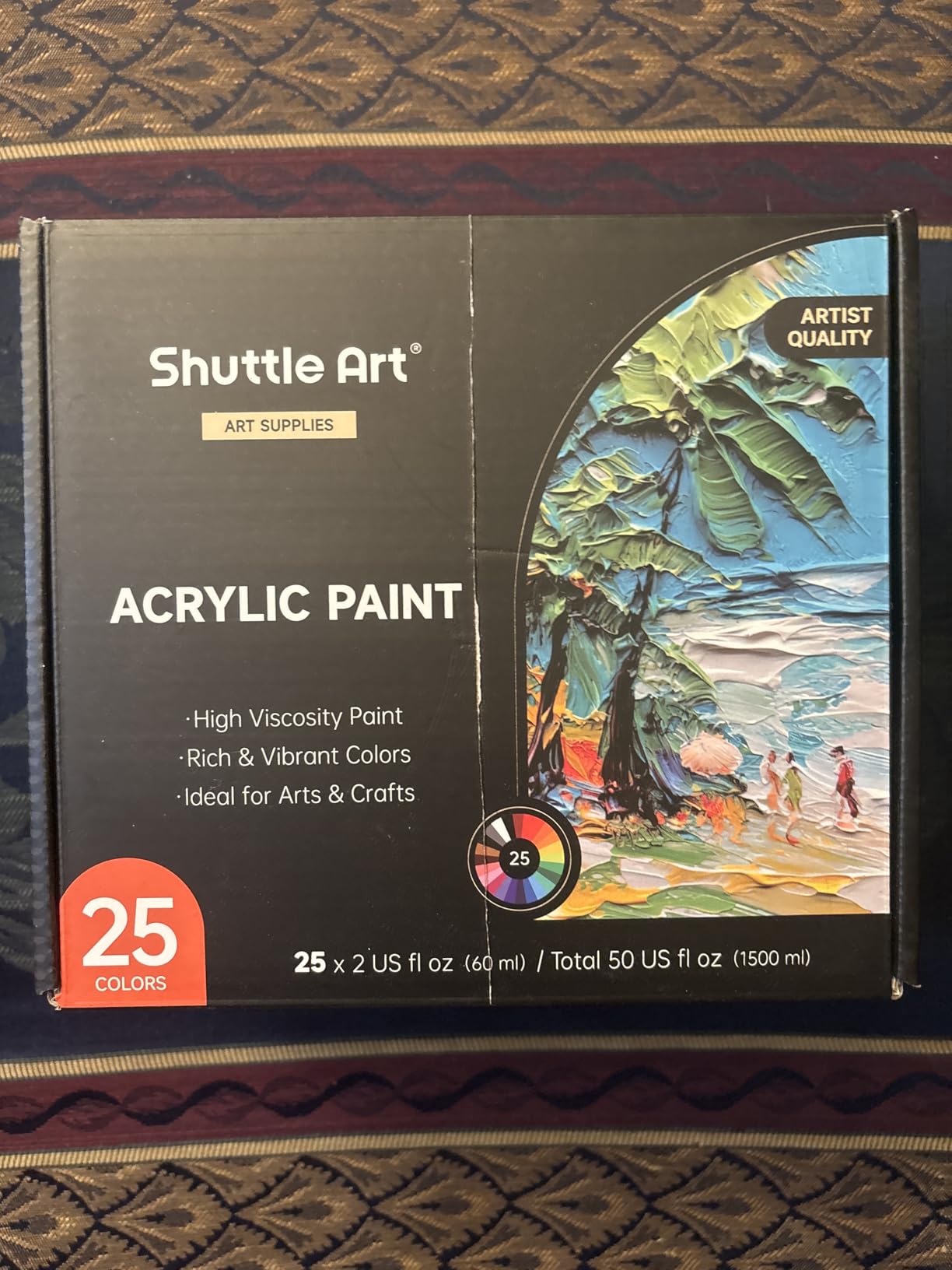 Shuttle Art Metallic Acrylic Paint Set, 20 Colors Metallic Paint in Bottles (60ml, 2oz) with 10 Brushes and 1 Palette, Rich Pigments, Non-Toxic for Artists, Beginners on Rocks Crafts CanvasWood Fabric customer photo 2