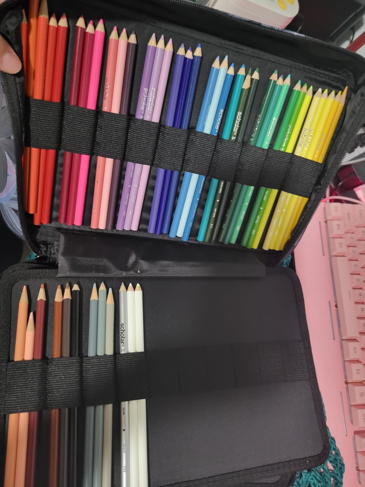 YOUSHARES Big Capacity Colored Pencil Case - 300 Slots large Pen Case Organizer with Multilayer Holder for Prismacolor Colored Pencils & Gel Pen (Grey) customer photo 1
