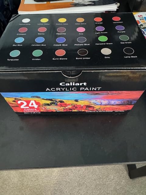 Caliart 24 Colors Acrylic Paint Set with 12 Brushes customer photo 2