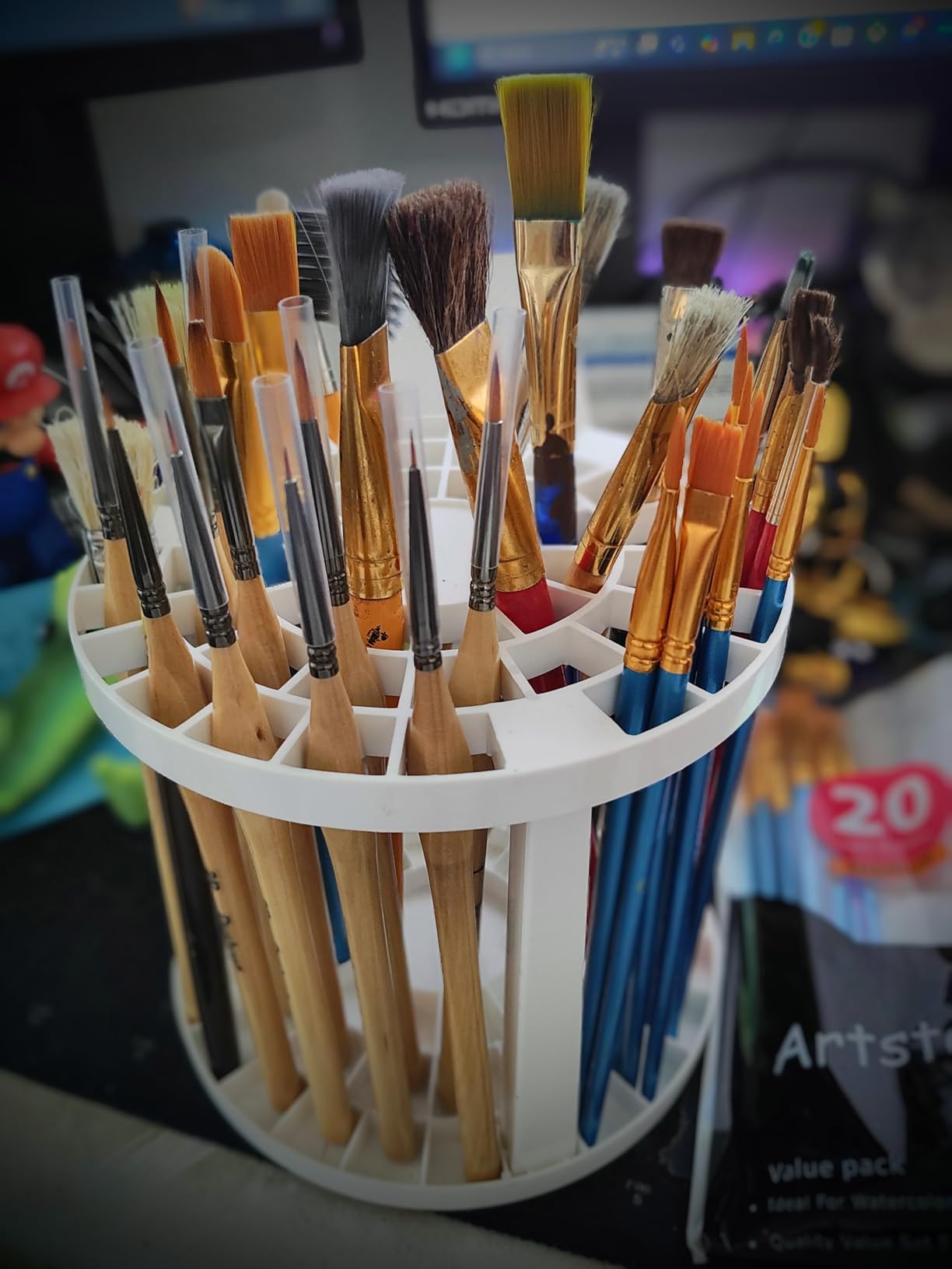 Paint Brushes Set for Acrylic Painting, 20 Pcs Oil Watercolor Acrylic Paint Brush, Artist Paintbrushes for Body Face Rock Canvas, Kids Adult Drawing Arts Crafts Supplies, Blue customer photo 1
