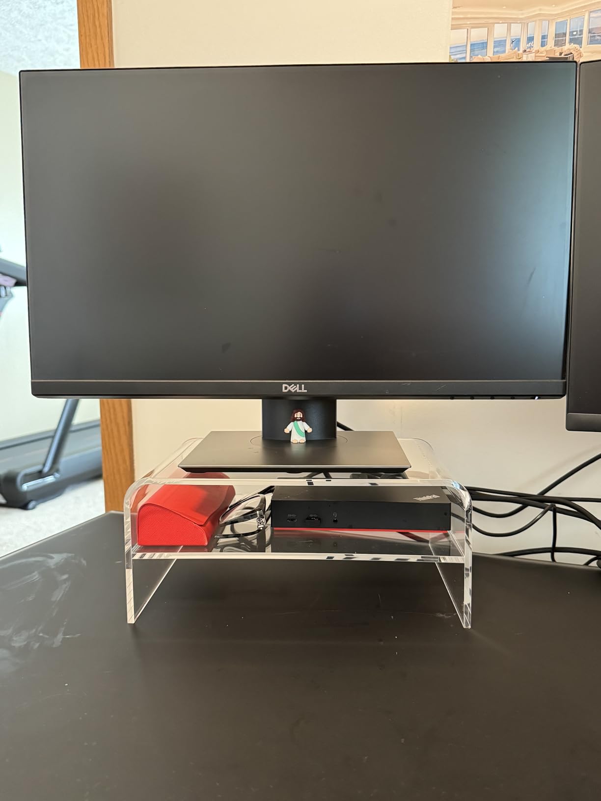 Egchi Clear Acrylic Monitor Stand Riser 2 Tier, 5.12 Inches High Clear Computer Desk Organizer Shelf for Multi Media PC Storage Laptop customer photo 2