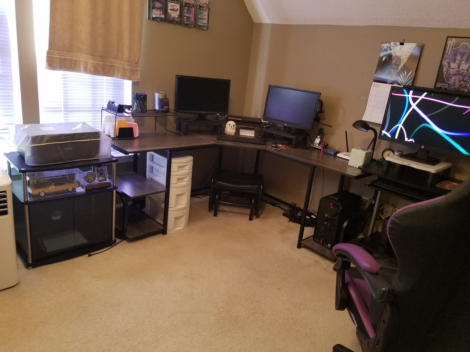 L Shaped Desk with Shelves,64.84