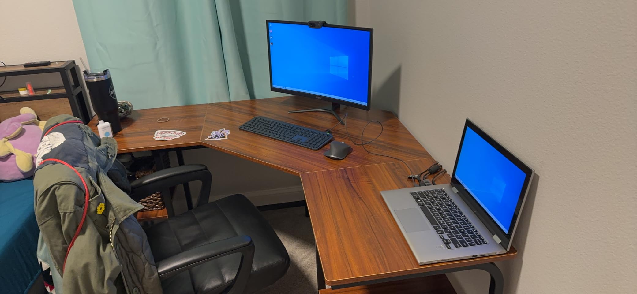L Shaped Desk with Shelves,64.84