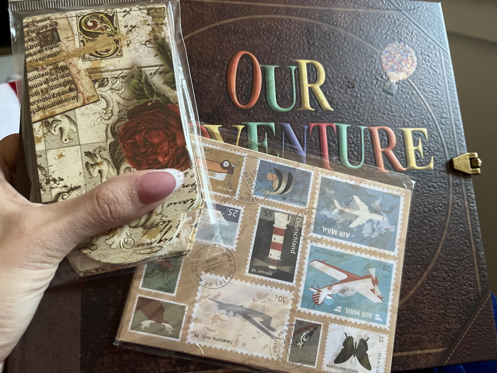 JIMBON Our Adventure Book Scrapbook Photo Album Retro Style Embossed Letter Cover Travel Diary Journal Scrap Book Kit For Couples,Memory Book For Anniversary Wedding customer photo 1