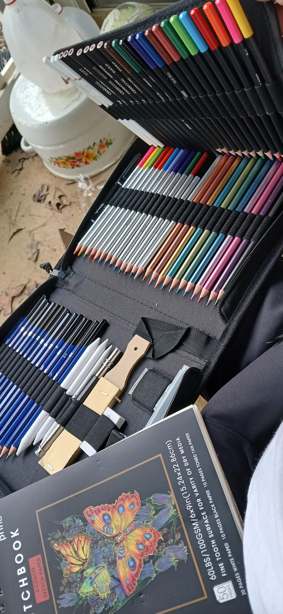Prina 76 Pack Drawing Set Sketching Kit, Pro Art Supplies with 3-Color Sketchbook, Include Tutorial, Colored, Graphite, Charcoal, Watercolor & Metallic Pencil, for Artists Adults Teens Beginner customer photo 2