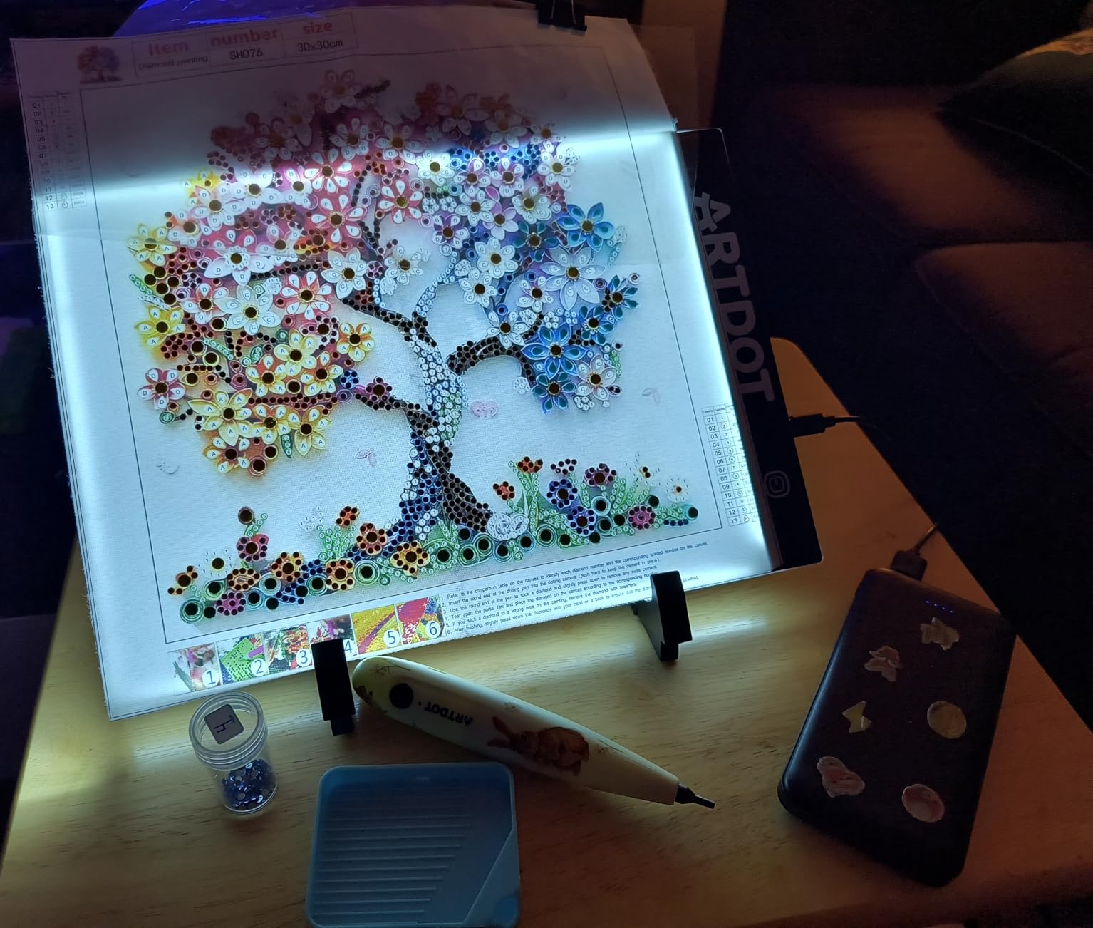 ARTDOT A1 Large LED Light Pad for Diamond Painting AC Powered Light Board Kit Adjustable Brightness Light Box Drawing for 5D Diamond Painting Kits customer photo 1