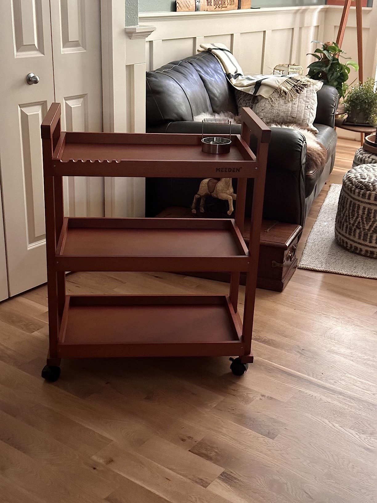 MEEDEN Rolling Art Supply Cart: Solid Beech Wood 3-Tier Storage Trolley customer photo 2