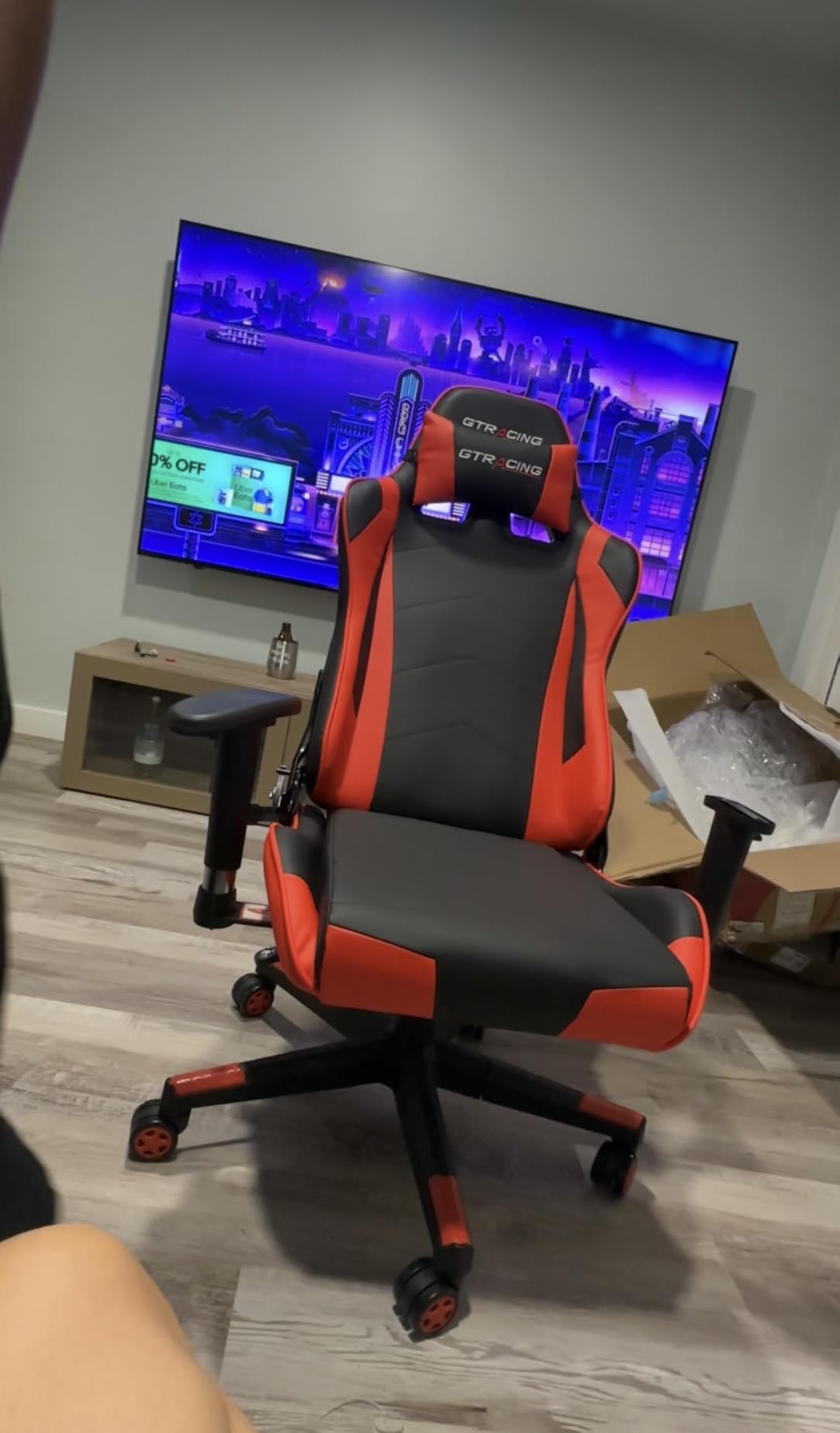 GTRACING Gaming Chair Racing Office Computer Ergonomic Video Game Chair Backrest and Seat Height Adjustable Swivel Recliner with Headrest and Lumbar Pillow Esports Chair (Red) customer photo 2