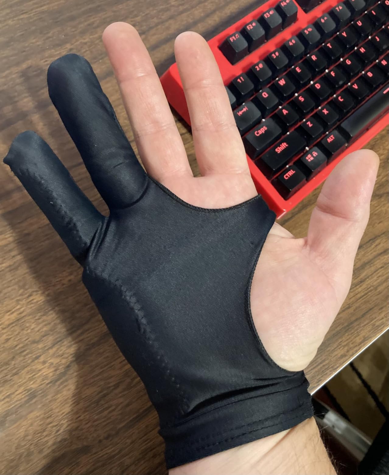 Artist Drawing Glove 3-Layer Palm Rejection [2 Pack Black] Right Left Hand Digital Art Graphic Tablet iPad Gloves Two Finger Smooth Elasticity Breathable for Stylus Pen Pencil Sketching Painting customer photo 2