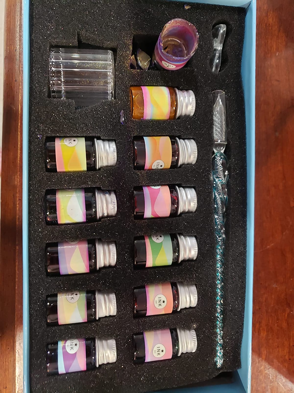 Glass Dipped Pen Ink Set Handmade Crystal Calligraphy Pen with 24Colorful india ink for Art, Signatures, Drawing, Decoration, Caligraphy Kits for Beginners customer photo 1