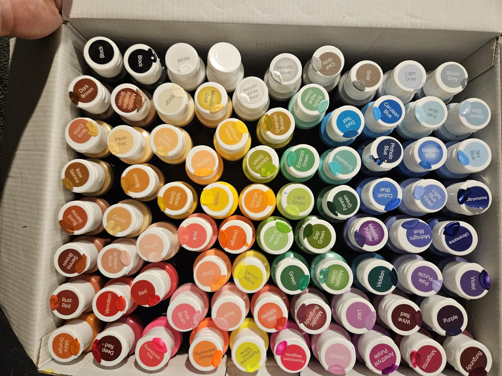 72 Pack Acrylic Paint Set, Shuttle Art 60 Colors Acrylic Paint Including Extra White Black & 12 Brushes, 2oz/60ml, Rich Pigmented, Water Proof, Ideal for Artists, Beginners on Canvas Rock Wood Ceramic customer photo 1
