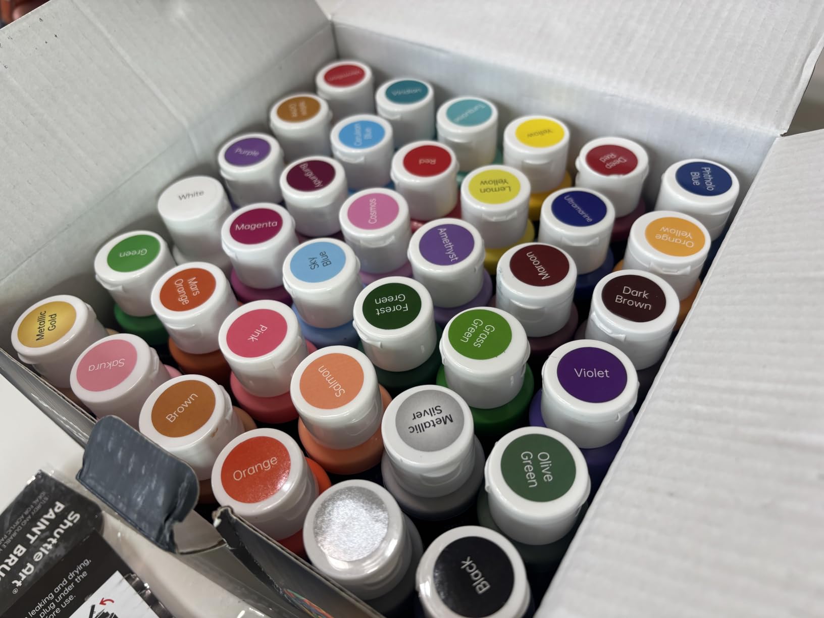 72 Pack Acrylic Paint Set, Shuttle Art 60 Colors Acrylic Paint Including Extra White Black & 12 Brushes, 2oz/60ml, Rich Pigmented, Water Proof, Ideal for Artists, Beginners on Canvas Rock Wood Ceramic customer photo 2