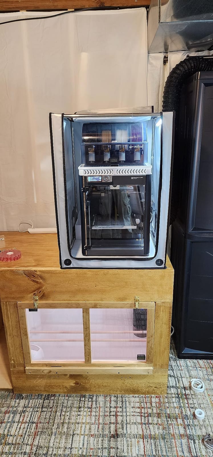 3-in-1 Multifunctional 3D Printer Enclosure Laser Engraver Eye Protective Shield Cover Resin 3D Printer Fireproof Tent with Fume Extractor Smoker Absorber Filament Dryer Dust Cover (3in1 Tent) customer photo 1