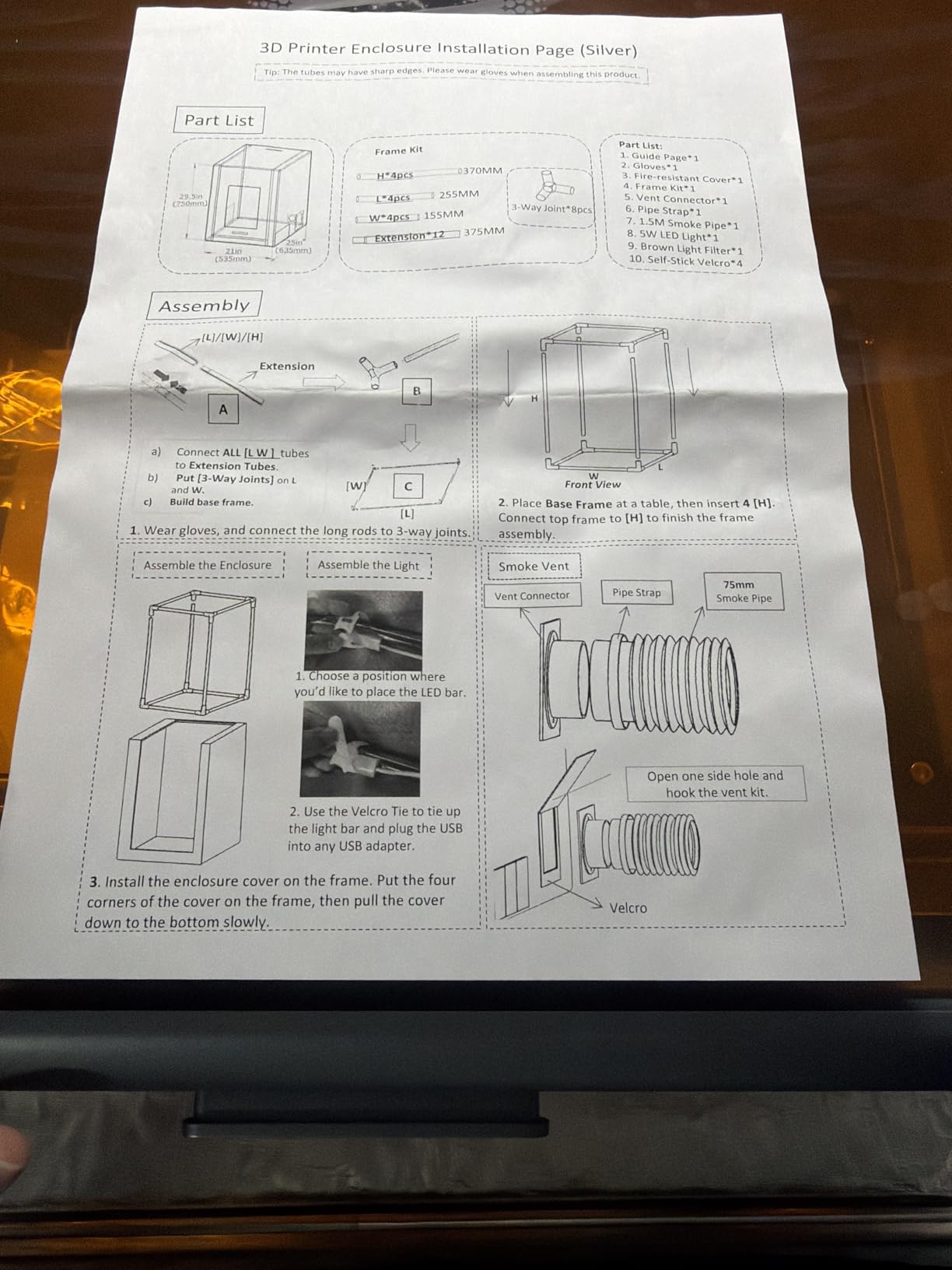 3-in-1 Multifunctional 3D Printer Enclosure Laser Engraver Eye Protective Shield Cover Resin 3D Printer Fireproof Tent with Fume Extractor Smoker Absorber Filament Dryer Dust Cover (3in1 Tent) customer photo 2