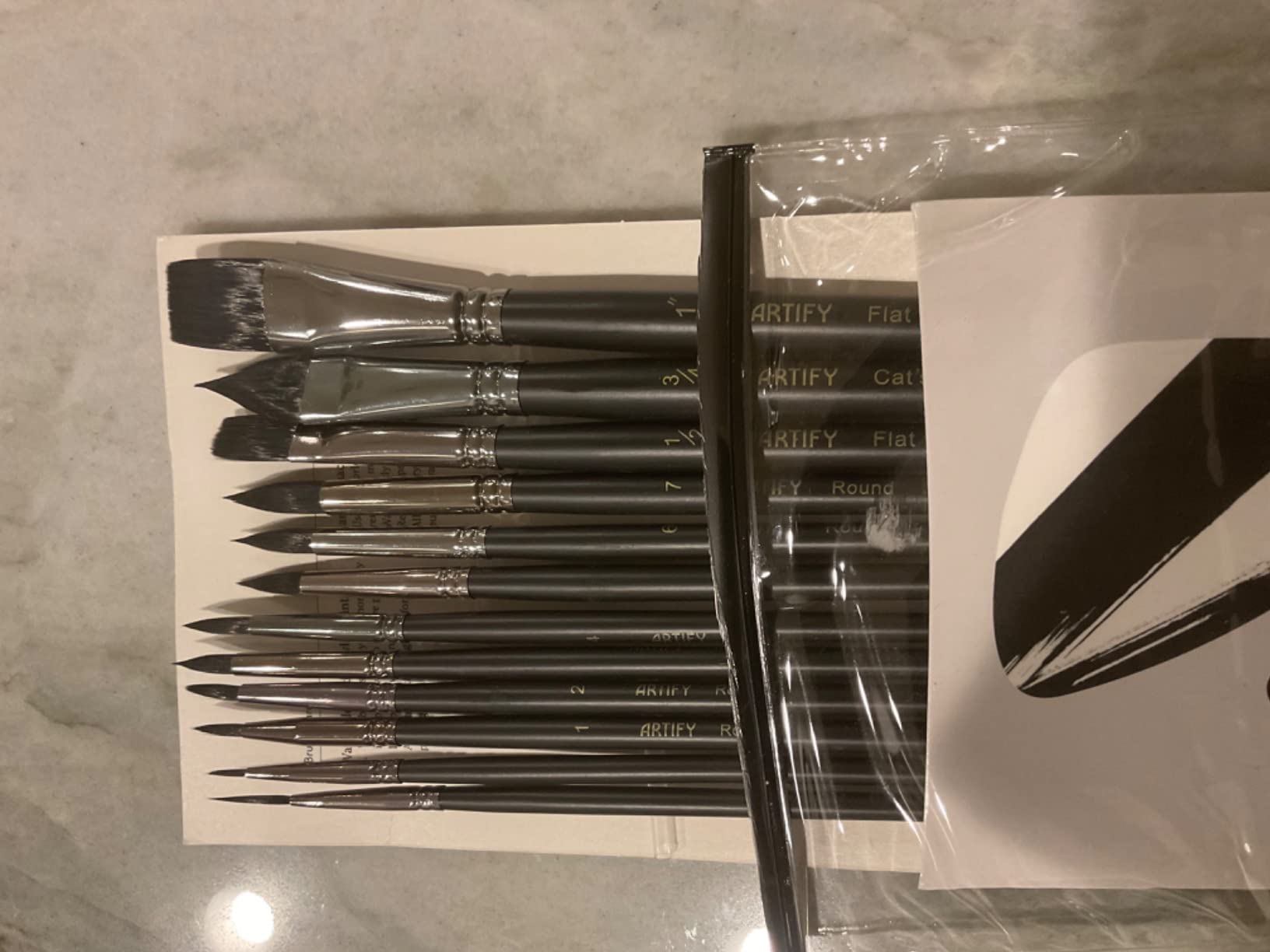 ARTIFY 12 PCS Watercolor Brushes Set, Premium Bionic Hair Brushes for Watercolor, Gouache, Fluid Acrylic - Detail, Round, Flat, Cat's Tongue, Liner customer photo 2