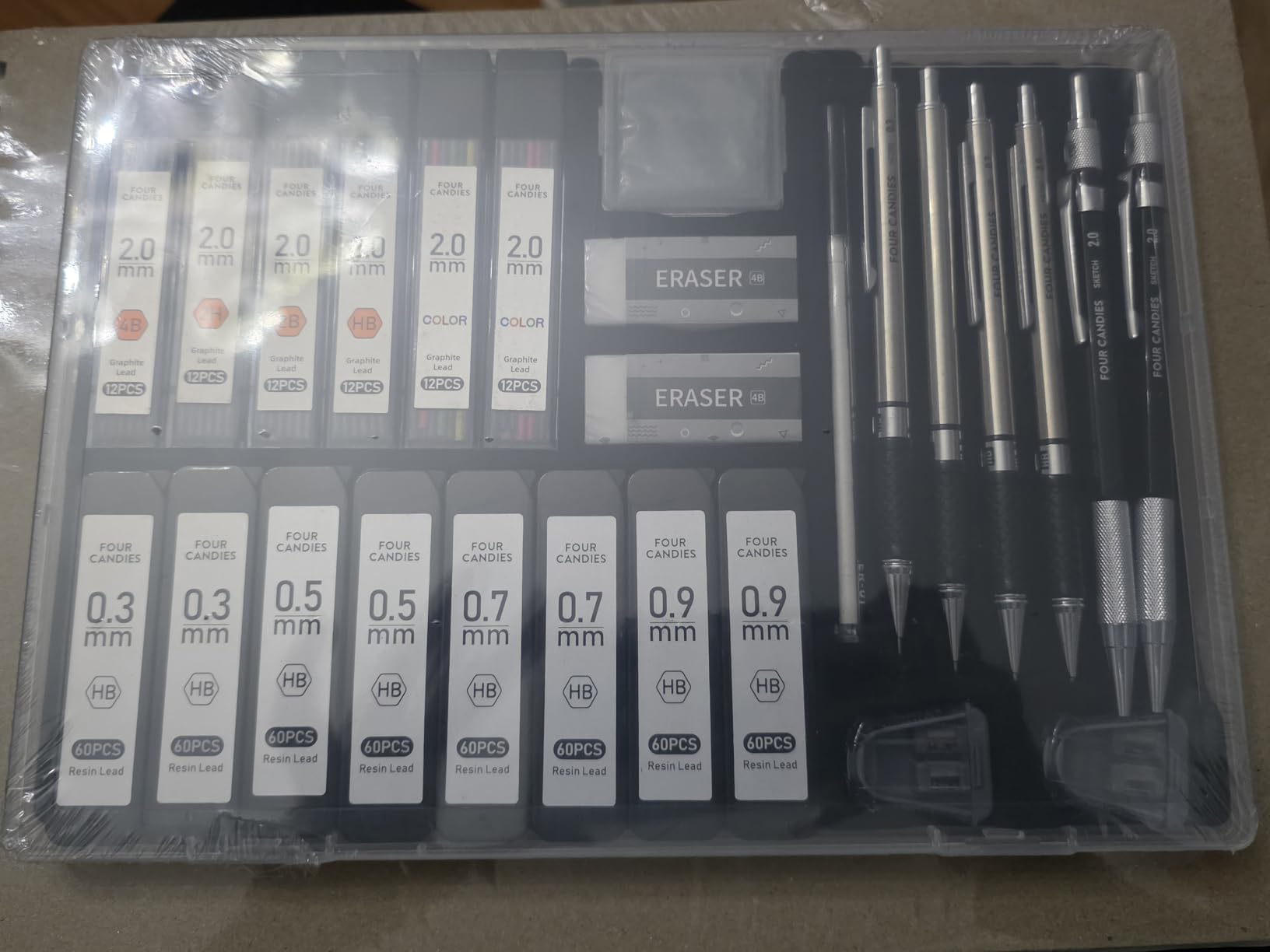 Four Candies 25PCS Mechanical Pencil Set, 0.5, 0.7, 0.9 & 2mm, Storage Case customer photo 2