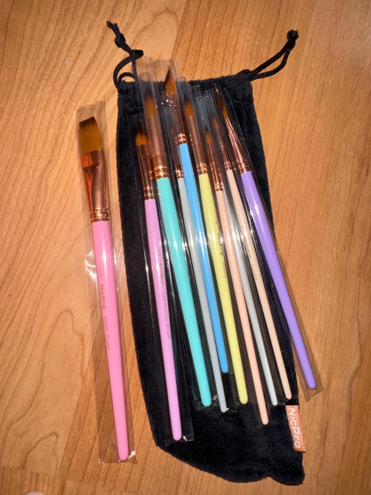 Nicpro 10PCS Watercolor Brushes, Aesthetic Professional Watercolor Paint Brush Set, Water Color Brushes with Round, Cat Tongue, Liner, Dagger, Wash for Artists Beginners Watercolor Inks Gouache customer photo 1