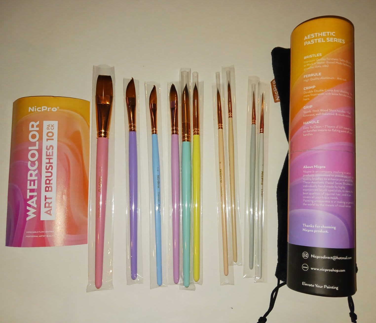 Nicpro 10PCS Watercolor Brushes, Aesthetic Professional Watercolor Paint Brush Set, Water Color Brushes with Round, Cat Tongue, Liner, Dagger, Wash for Artists Beginners Watercolor Inks Gouache customer photo 2