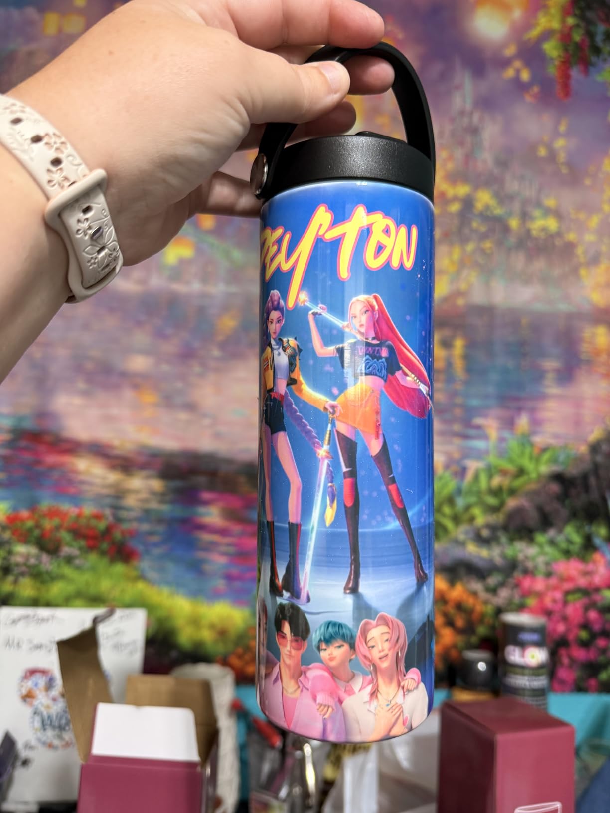 8 Pack Sublimation Tumbler Bulk 20oz Skinny Straight, Sublimation Sport Water Bottles, Double Wall Stainless Steel Cups with Portable Handle, Individually Boxed customer photo 1