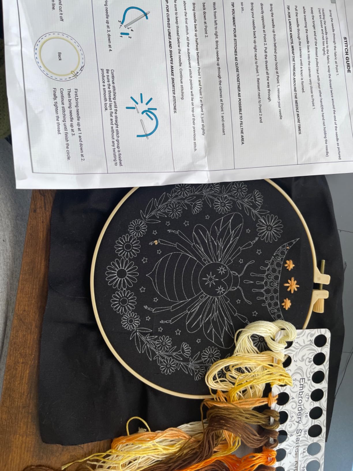 Embroidery Kits for Beginners Adults, Stamped Cross Stitch kits for Adult Beginners Embroidery Starter Kit with Pattern, 3 Embroidery Hoop and Fabric, Needles Threads (Attached Teaching Video QR Code) customer photo 1