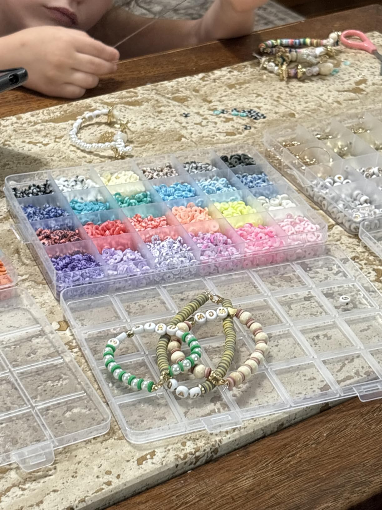 Pizooro Clay Beads 3 Boxes Bracelet Making Kit, 10500pcs Beads for Jewelry Making, Round Letter Beads with Charm and Elastic Strings, Friendship Bracelets Holiday Gifts for Girls Adults customer photo 2